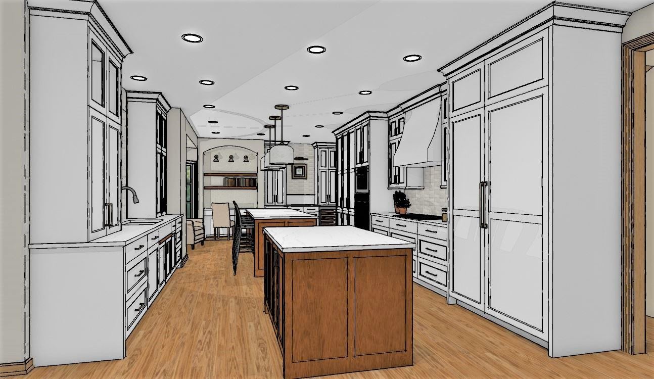 3D Rendering Modern Classic Kitchen Design