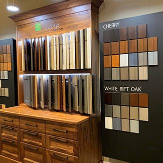Custom cabinetry design available at our showroom