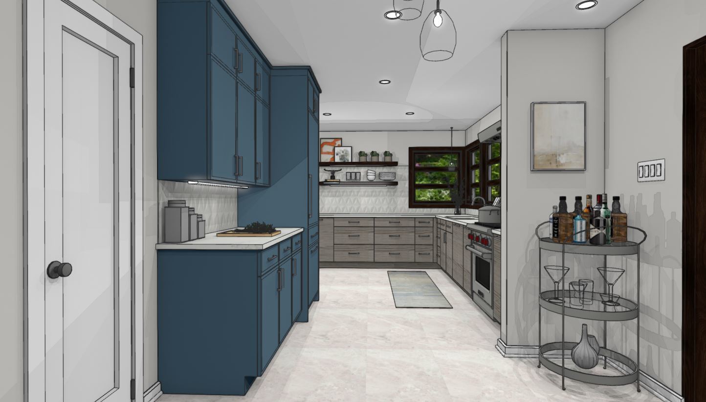 3D Rendering of a Modern Kitchen Design