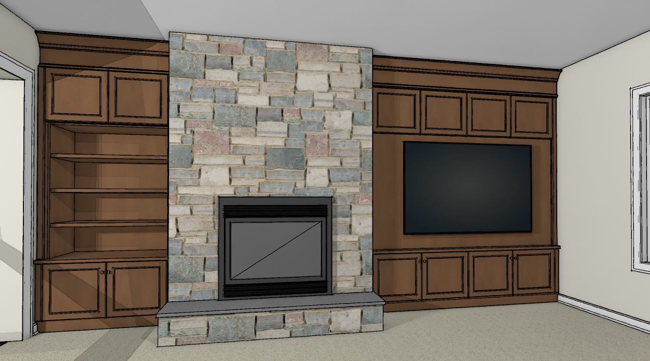 3D Rendering Built-in Cabinetry