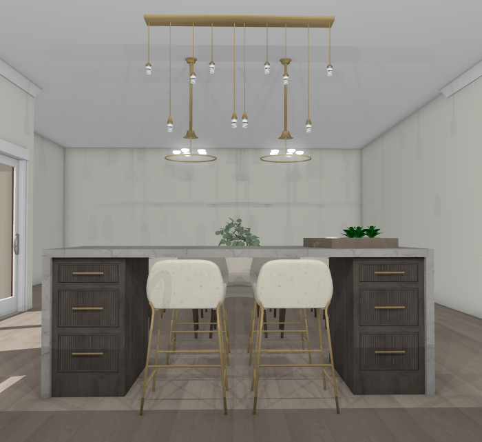 Kitchen rendering featuring reeded drawer fronts