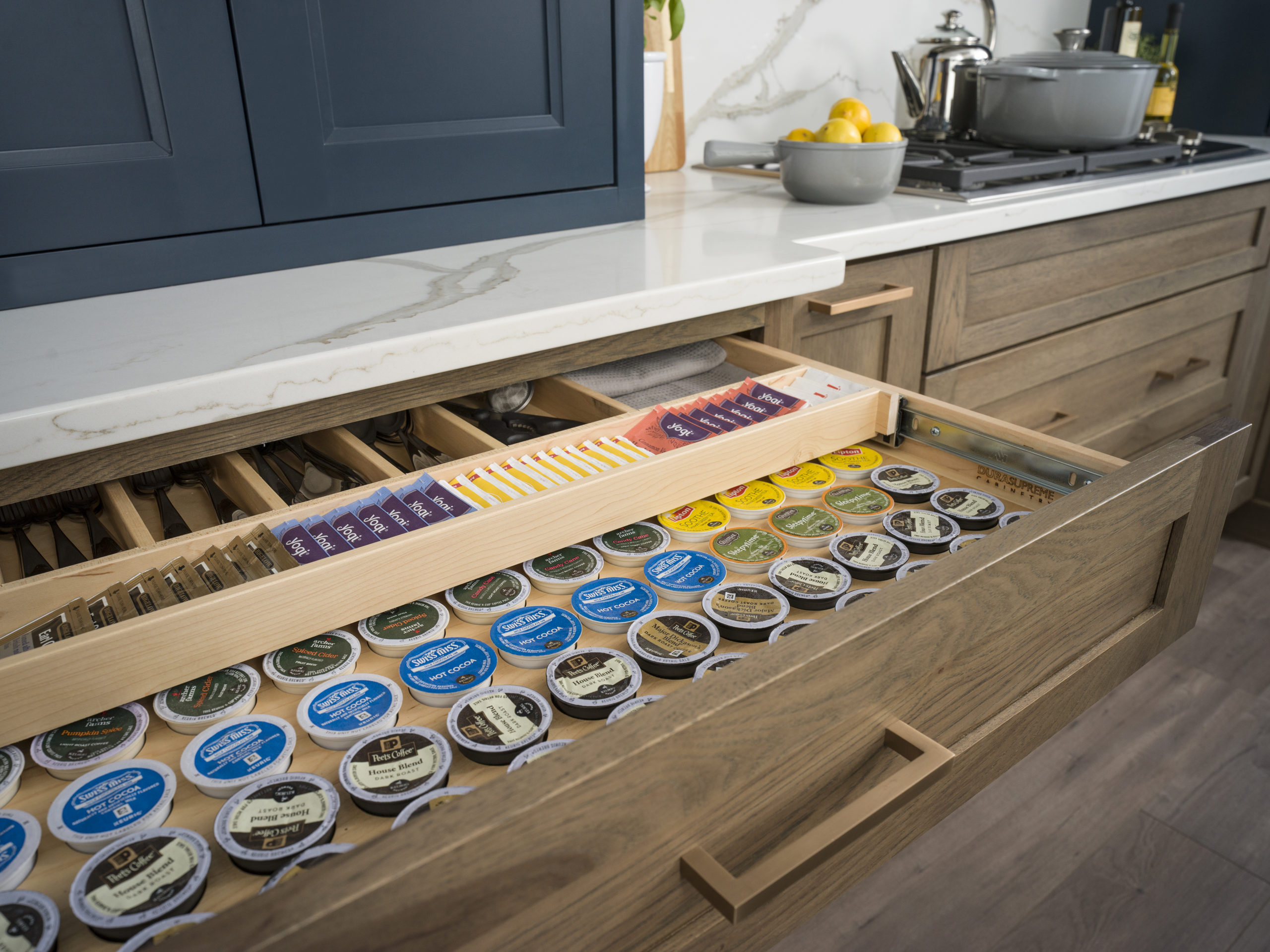 K-cup drawer organizer storage solution to keep a clean kitchen